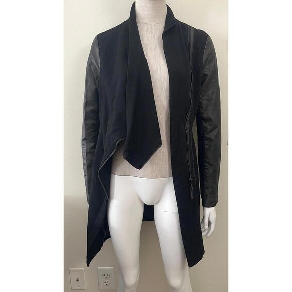 RUDSAK LEATHER AVANT GARDE ASYMMETRICAL LEATHER WOOL JACKET - Picture 2 of 15